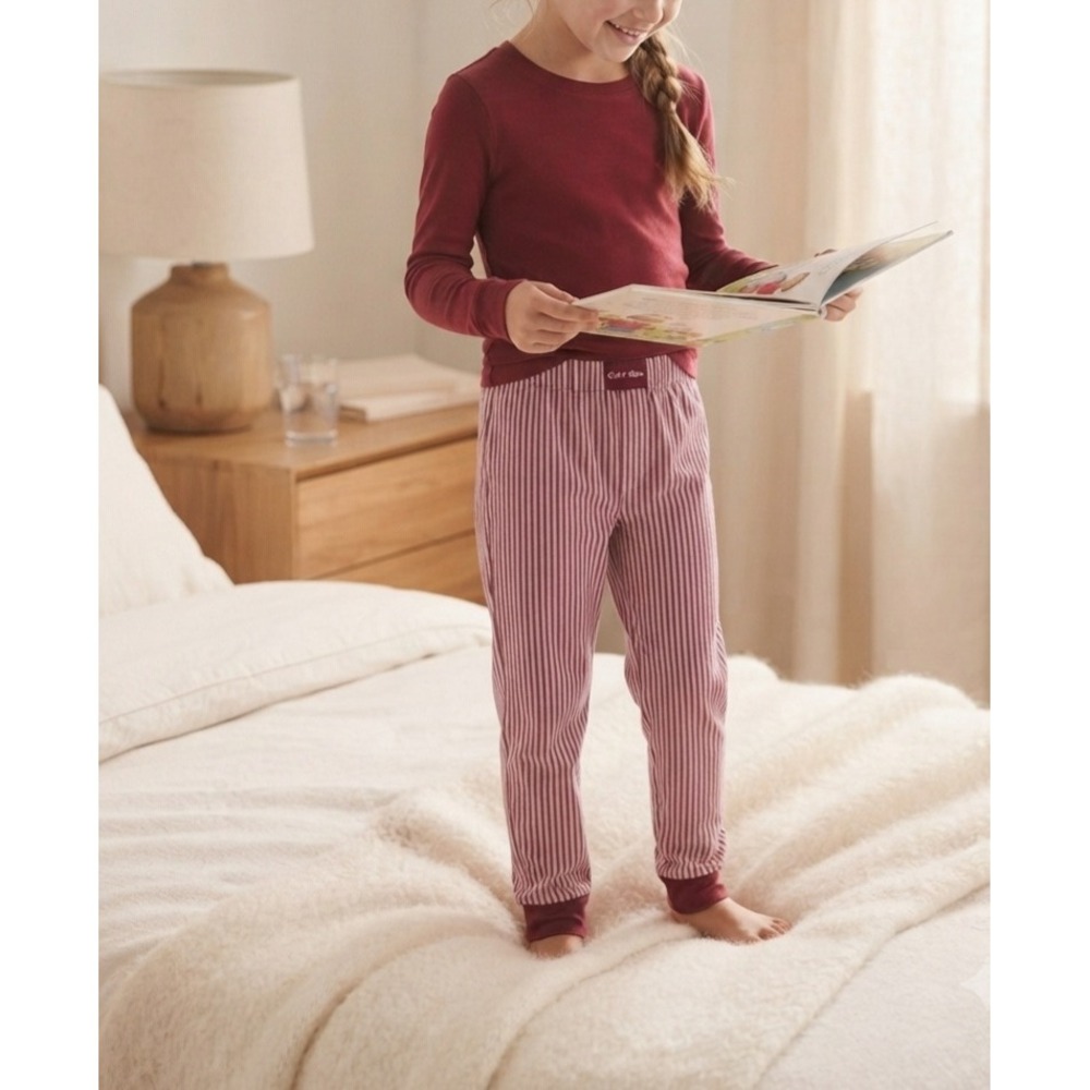 Calvin Klein Youth 3 Piece Sleep Set Tibetan Red Stripe Pajamas 7/8 1942380 NWT
